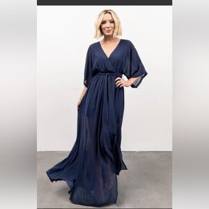 Baltic Born Navy Maxi Wrap Dress with Dolman Sleeves